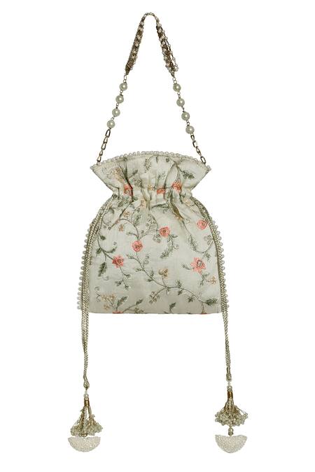 Fuchsia by aashaka mehta_White Silk Potli Bag_Online_at_Aza_Fashions