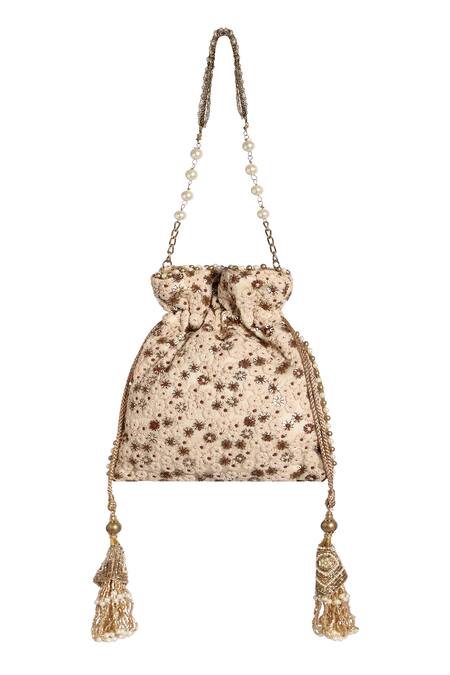 Buy_Fuchsia by aashaka mehta_Beige Embroidered Silk Potli Bag_Online_at_Aza_Fashions
