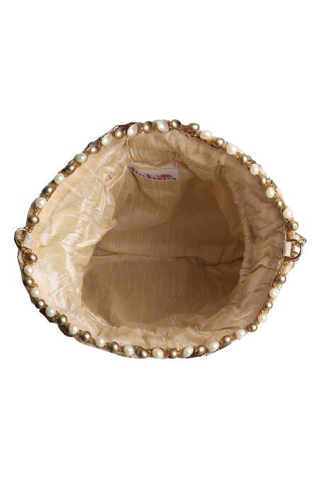 Shop_Fuchsia by aashaka mehta_Beige Embroidered Silk Potli Bag_Online_at_Aza_Fashions