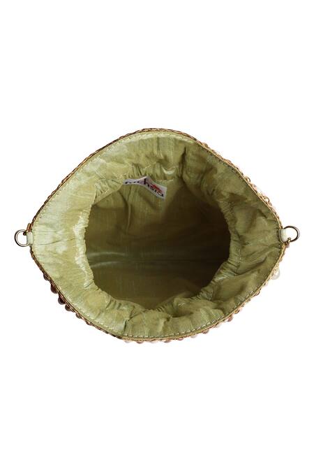 Shop_Fuchsia by aashaka mehta_Green Silk Potli Bag_Online_at_Aza_Fashions
