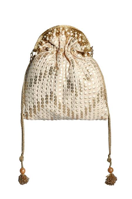 Fuchsia by aashaka mehta_Cream Silk Potli Bag_Online_at_Aza_Fashions