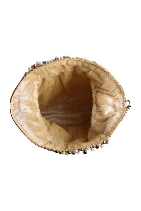 Shop_Fuchsia by aashaka mehta_Cream Silk Potli Bag_Online_at_Aza_Fashions