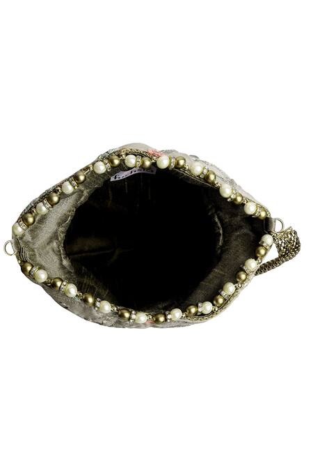 Shop_Fuchsia by aashaka mehta_Grey Silk Potli Bag_Online_at_Aza_Fashions