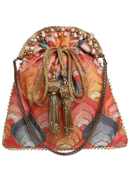 Fuchsia by aashaka mehta Multi Color Silk Potli Bag
