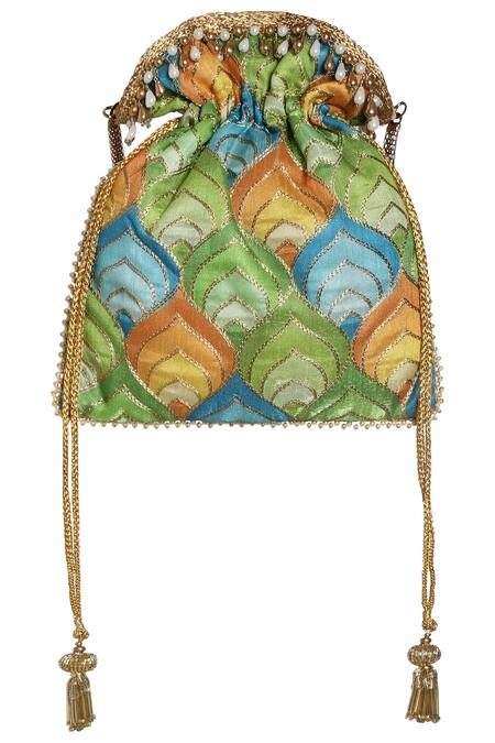 Fuchsia by aashaka mehta_Multi Color Silk Potli Bag_Online_at_Aza_Fashions
