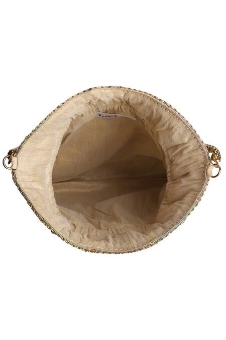 Shop_Fuchsia by aashaka mehta_Blue Silk Potli Bag_Online_at_Aza_Fashions