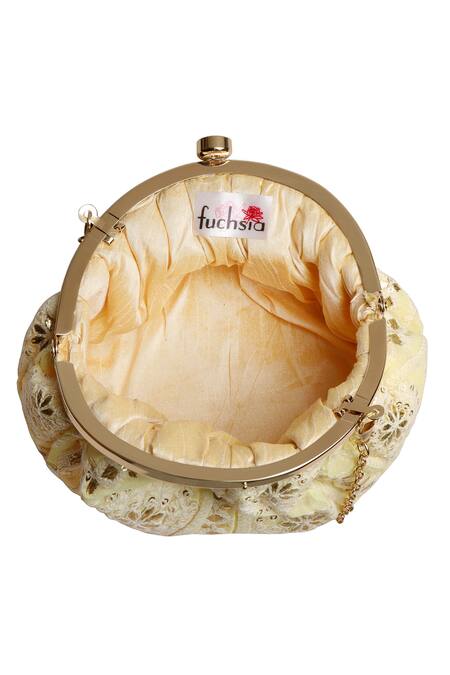Buy_Fuchsia by aashaka mehta_Yellow Silk Clutch_Online_at_Aza_Fashions