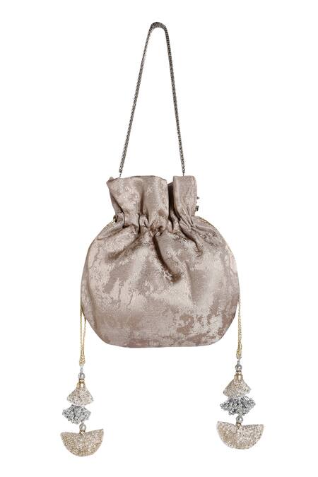 Buy_Fuchsia by aashaka mehta_Grey Silk Potli Bag_Online_at_Aza_Fashions