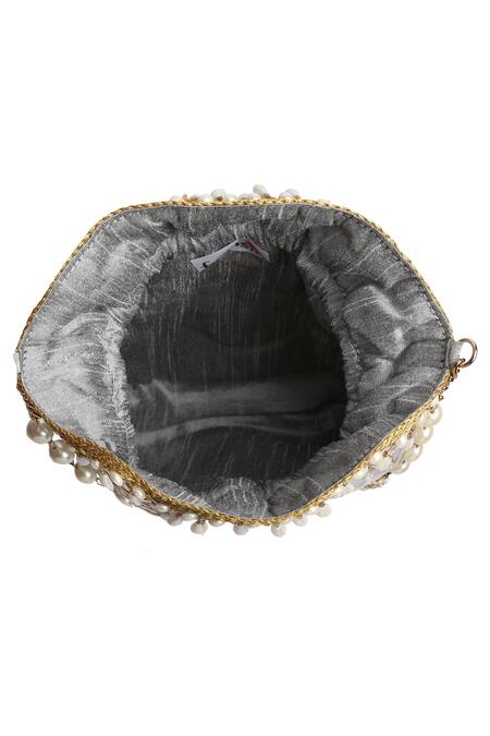 Shop_Fuchsia by aashaka mehta_Grey Silk Potli Bag_Online_at_Aza_Fashions