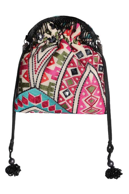 Fuchsia by aashaka mehta_Black Silk Potli Bag_Online_at_Aza_Fashions