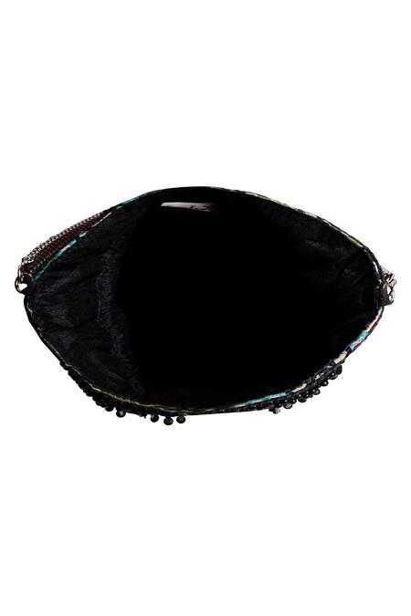 Shop_Fuchsia by aashaka mehta_Black Silk Potli Bag_Online_at_Aza_Fashions