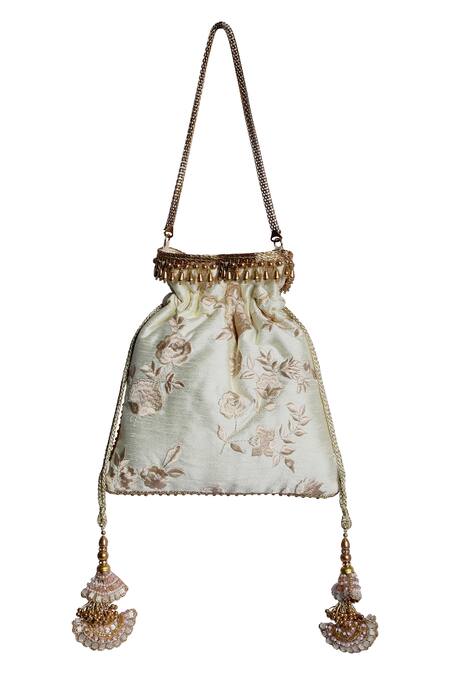 Buy_Fuchsia by aashaka mehta_White Silk Potli Bag_Online_at_Aza_Fashions