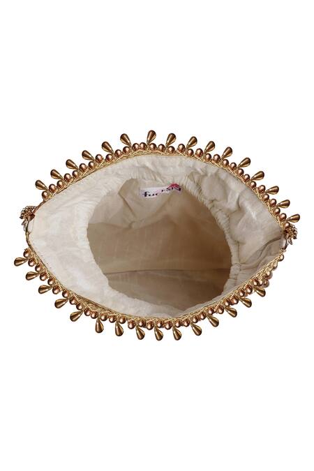 Shop_Fuchsia by aashaka mehta_White Silk Potli Bag_Online_at_Aza_Fashions