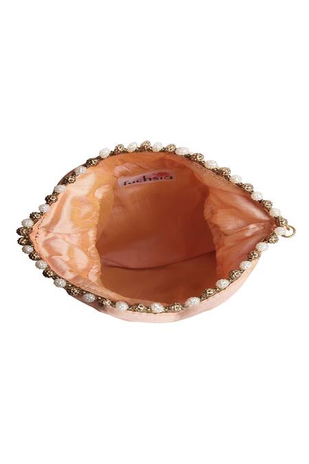 Shop_Fuchsia by aashaka mehta_Green Silk Potli Bag_Online_at_Aza_Fashions