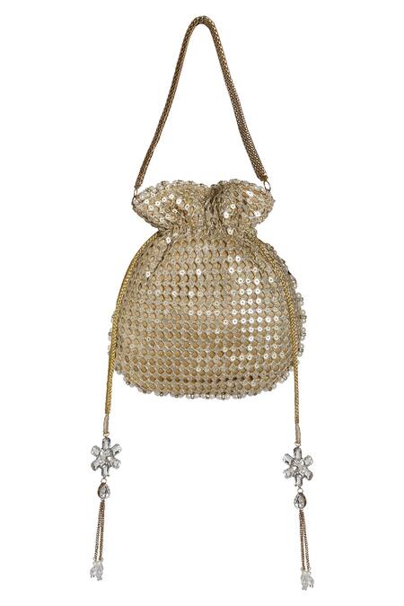 Buy_Fuchsia by aashaka mehta_Gold Embellished Potli Bag_Online_at_Aza_Fashions