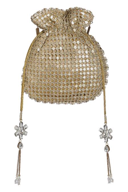 Fuchsia by aashaka mehta_Gold Embellished Potli Bag_Online_at_Aza_Fashions