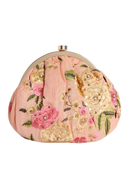 Fuchsia by aashaka mehta_Pink Silk Clutch_Online_at_Aza_Fashions