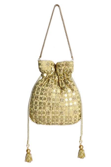 Buy_Fuchsia by aashaka mehta_Gold Silk Potli Bag_Online_at_Aza_Fashions