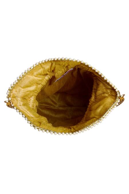 Shop_Fuchsia by aashaka mehta_Gold Silk Potli Bag_Online_at_Aza_Fashions