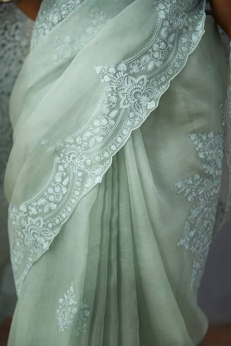 Shop Torani Blue Organza Embroidered Saree Online at Aza Fashions Shop_Torani_Blue Organza Embroidered Saree_Online_at_Aza_Fashions