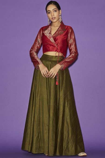 Women's Readymade Banarasi Brocade Skirt New Lahenga Ghaghra