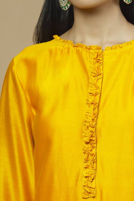 Buy_Aksh_White Chanderi, Georgette Round Kurta Set