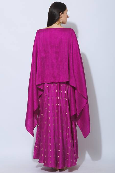 Shop Vishwa By Pinki Sinha Pink Handloom Banarasi Wide Neck Skirt Set at Aza Fashions Shop_Vishwa By Pinki Sinha_Pink Handloom Banarasi Wide Neck Skirt Set_at_Aza_Fashions