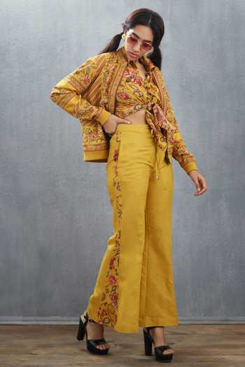 Buy Torani Yellow Handwoven Chanderi Pants Online | Aza Fashions