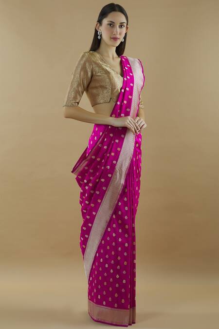 Ohfab Pink Silk Saree Online at Aza Fashions Ohfab_Pink Silk Saree_Online_at_Aza_Fashions