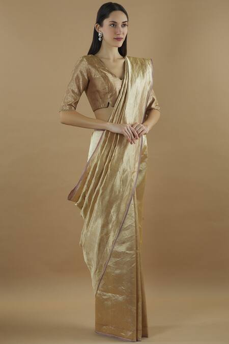 Ohfab Gold Silk Saree Online at Aza Fashions Ohfab_Gold Silk Saree_Online_at_Aza_Fashions