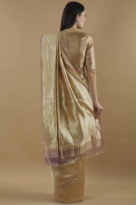 Shop Ohfab Gold Silk Saree at Aza Fashions Shop_Ohfab_Gold Silk Saree_at_Aza_Fashions
