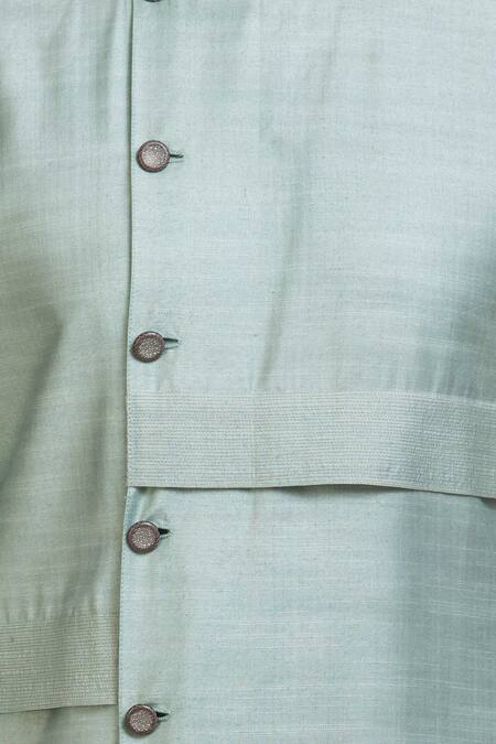 Shop_Poonam Kasera_Blue Moonga Silk Pleated Kurta_Online_at_Aza_Fashions