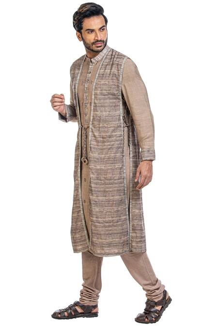 Buy Poonam Kasera Grey Moonga Dupian Silk Embroidered Jacket Kurta Set Online at Aza Fashions Buy_Poonam Kasera_Grey Moonga Dupian Silk Embroidered Jacket Kurta Set_Online_at_Aza_Fashions