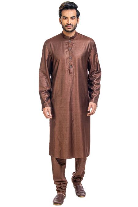 Poonam Kasera_Maroon Moonga Dupian Embroidered Jacket Kurta Set_Online_at_Aza_Fashions