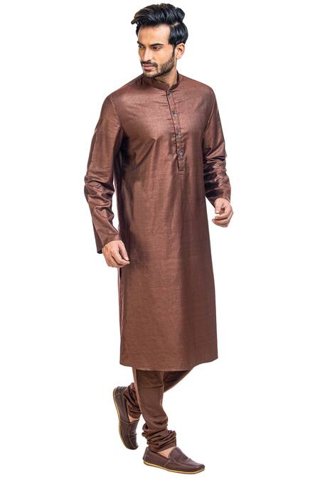 Buy_Poonam Kasera_Maroon Moonga Dupian Embroidered Jacket Kurta Set_Online_at_Aza_Fashions