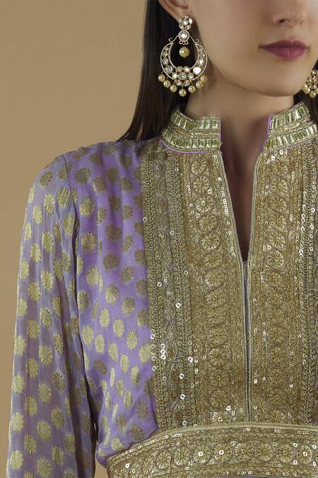 Kunwarani Ritu Purple Georgette Band Embroidered Short Anarkali With Dupatta at Aza Fashions Kunwarani Ritu_Purple Georgette Band Embroidered Short Anarkali With Dupatta _at_Aza_Fashions