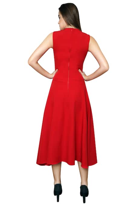 Perceptions 3/4 Sleeve Lace Midi Fit + Flare Dress, Color: Red - JCPenney