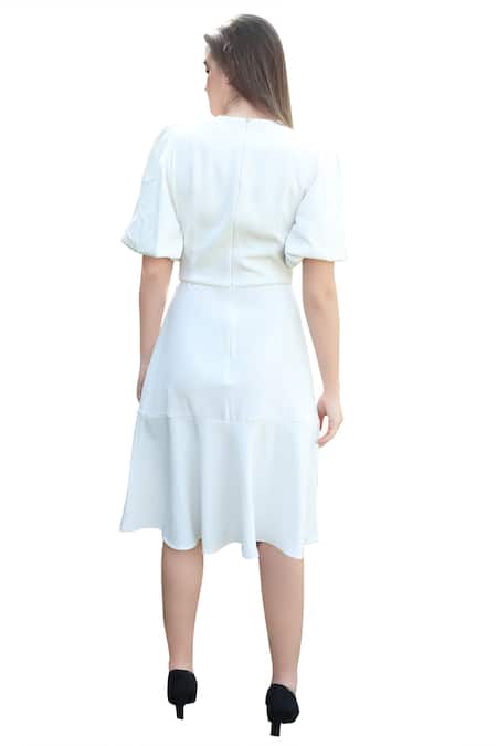 Shop_Swatee Singh_Off White Crepe Round Embroidered Slit Dress _at_Aza_Fashions