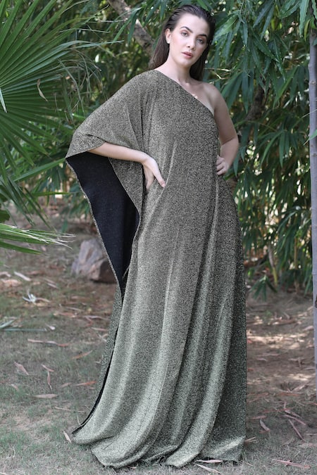Buy Swatee Singh Gold Lurex Asymmetric One Shoulder Gown Online at Aza Fashions Buy_Swatee Singh_Gold Lurex Asymmetric One Shoulder Gown _Online_at_Aza_Fashions