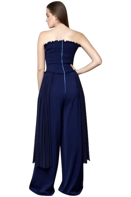 Shop Swatee Singh Blue Crepe Bandeau Jumpsuit at Aza Fashions Shop_Swatee Singh_Blue Crepe Bandeau Jumpsuit _at_Aza_Fashions