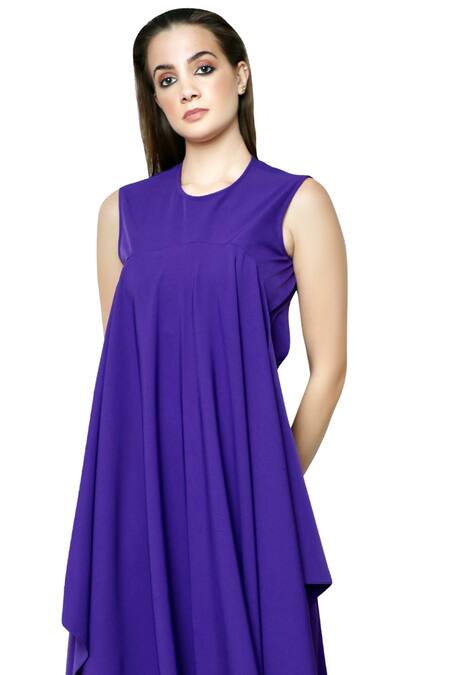 Buy Swatee Singh Purple Heavy Crepe Round Draped Jumpsuit Online at Aza Fashions Buy_Swatee Singh_Purple Heavy Crepe Round Draped Jumpsuit _Online_at_Aza_Fashions