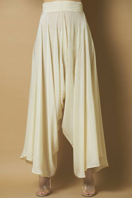 Shop J By Jannat Cream Georgette Round Asymmetric Cape Pant Set Online at Aza Fashions Shop_J By Jannat_Cream Georgette Round Asymmetric Cape Pant Set _Online_at_Aza_Fashions