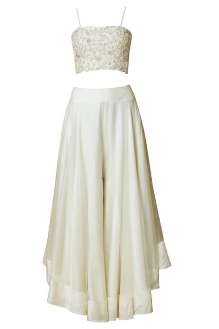 Shop J By Jannat Off White Organza Square Neck Embroidered Jacket Skirt Set Online at Aza Fashions Shop_J By Jannat_Off White Organza Square Neck Embroidered Jacket Skirt Set _Online_at_Aza_Fashions