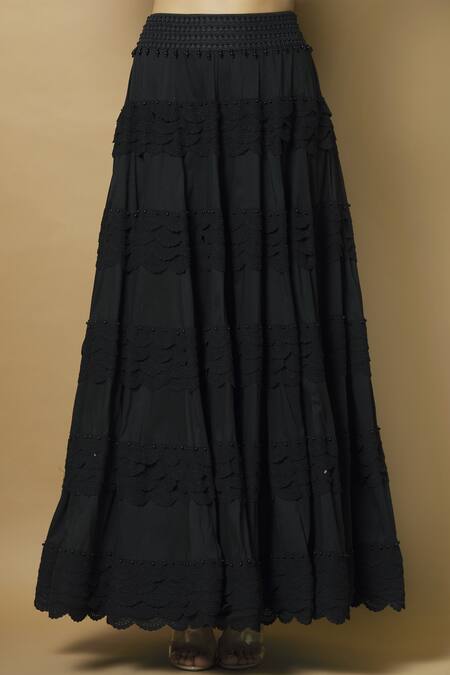 Shop J By Jannat Black Cotton Silk V-shaped Skirt Set Online at Aza Fashions Shop_J By Jannat_Black Cotton Silk V-shaped Skirt Set _Online_at_Aza_Fashions