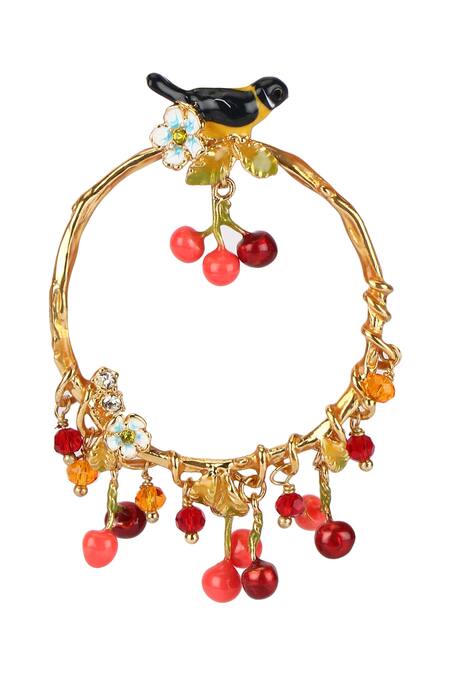 Buy_Brashbug_Red Stone Hoop Earrings_Online_at_Aza_Fashions