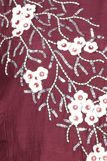 Nazaakat By Samara Singh_Wine Muslin Embroidered Anarkali_at_Aza_Fashions