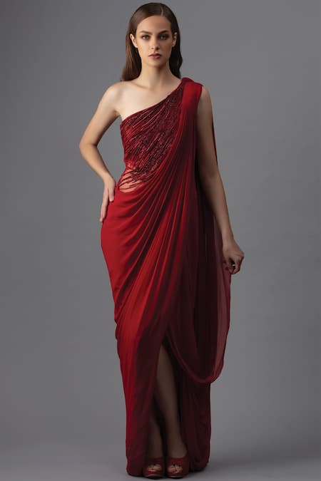 gaurav gupta red gown