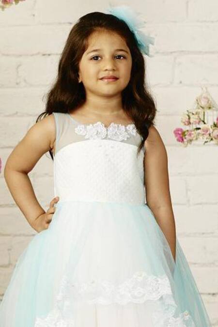 Buy_Pinkcow designs pvt ltd_White Net, Cotton, Silk Embroidery Peplum Gown _Online_at_Aza_Fashions