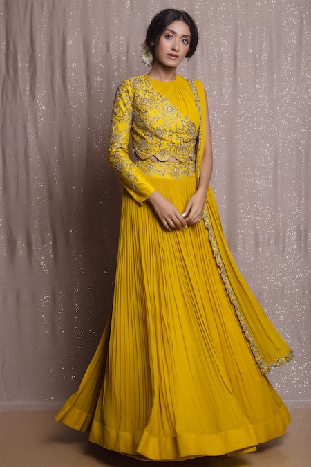 Rishi and Soujit Pleated Lehenga Set 