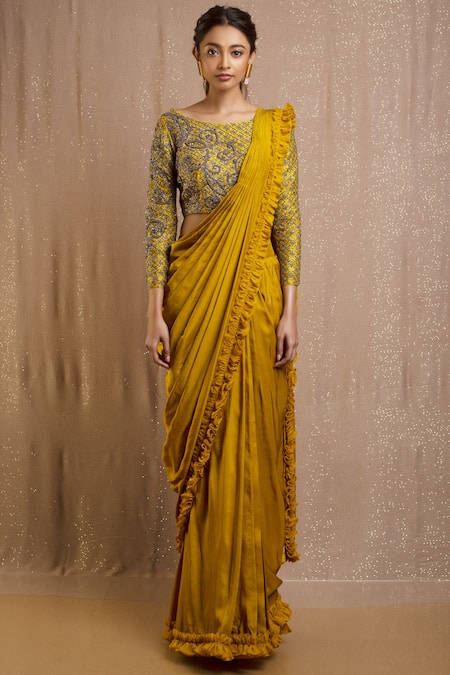 Rishi and Soujit Silk Pre-Draped Saree with Blouse 